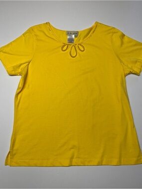 A La Carte Sunny Yellow Short-Sleeve Scoop Neck Top